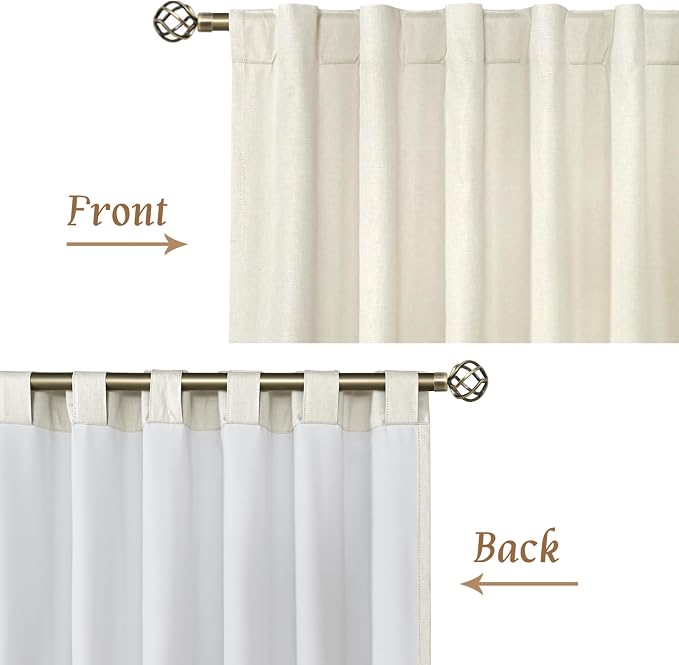 Linen Blackout Curtains for Bedroom 90 Inch - Image 8