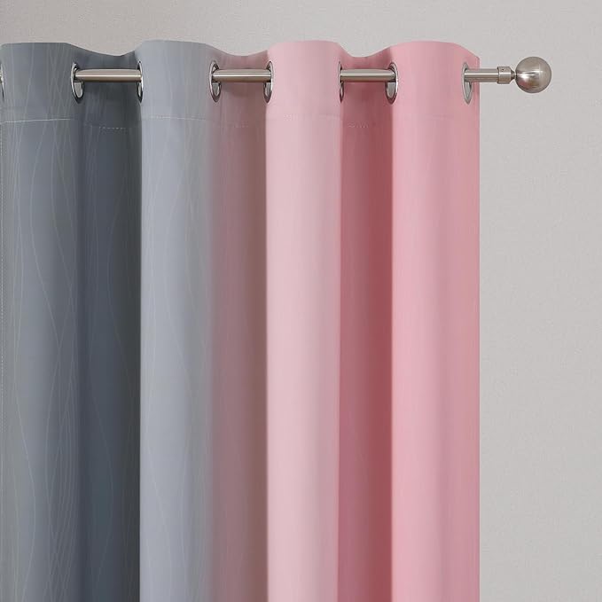 Ombre Gray and Pink Blackout Curtains - Image 4