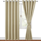 Blackout Curtains for Bedroom, Light Beige, 70 x 84 Inch, 2 Panels | Thermal by Hiasan