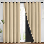 Yakamok Beige 100% Blackout Curtains 84 Inches Long by Yakamok