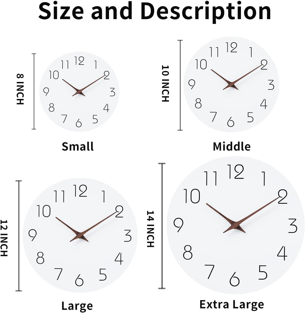 Mosewa Wall Clock 10 Inch Silent Non Ticking Wood Battery Operated Wooden White Modern Office Simple Minimalist Decorative for Kitchen Home Bathroom Living Room
