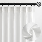 Topfinel White Pinch Pleated Semi Sheer Curtains Textured Linen Blended Light by Topfinel
