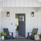 mirrea 11" Classic Outdoor Wall Sconce 1 Light in Matte Gray Rectangular Metal Frame and Clear Glass Shade Waterproof Porch Light Patio Light Pack of 2