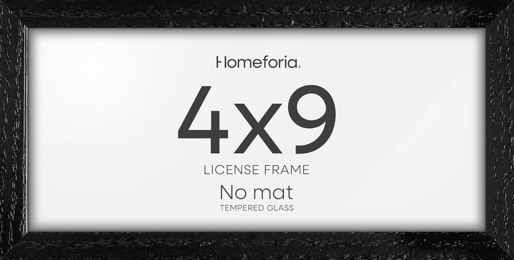 Homeforia 4x9 Business License Frame Black, High End Oak 4 x 9 Black Wood Certificate Frames, 9x4 Wooden Document Frames for Wall or Tabletop, 4 by 9 Picture Frames, Tempered Glass, Wall Kit, Set of 1
