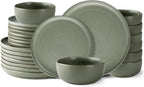 AmorArc Dinnerware Sets, Wavy Rim Plates and Bowls Sets,Highly Chip and Crack Resistant | Dishwasher & Microwave & Oven Safe Dishes set, Service for 8 (24pc)