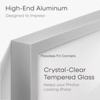 Homeforia 16x24 Silver Picture Frames, High End Metal 16x24 Poster Frame with Mat 12x18 in Photo, 16 x 24 Silver Frame Matted to 12 by 18 Print, 24x16 Hanging Frame, Tempered Glass, Wall Kit, Set of 1