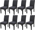 JQinHome Dining Room Chair Covers Set of 8, High Stretch Chair Slipcover Removable Washable Chair Seat Protector Cover for Home Party Hotel Wedding Ceremony (Grey)