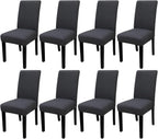 JQinHome Dining Room Chair Covers Set of 8, High Stretch Chair Slipcover Removable Washable Chair Seat Protector Cover for Home Party Hotel Wedding Ceremony (Grey)
