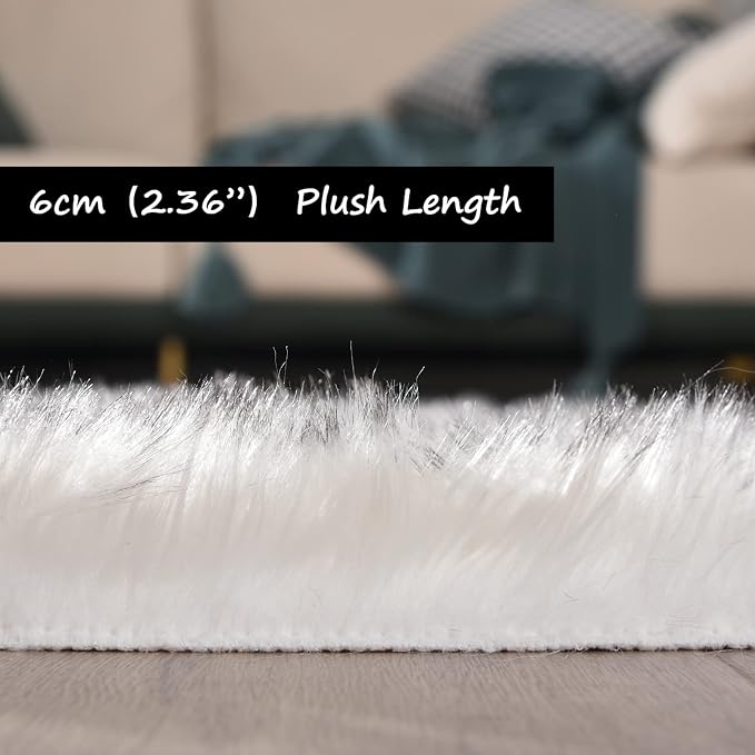 Goolela Sheepskin Area Rug 5x8 Fluffy Fuzzy Furry Rug - Image 3