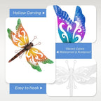 Metal Dragonfly Wall Decor, 3 Pack Colorful Dragonfly Outdoor Decor, Metal Outdoor Wall Art for Garden, Patio, Yard, Fence, Outside
