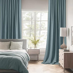 MIULEE Greyish Blue Back Tab Blackout Curtains 52x96 Inch Long 2 Panels Set | - Image 2