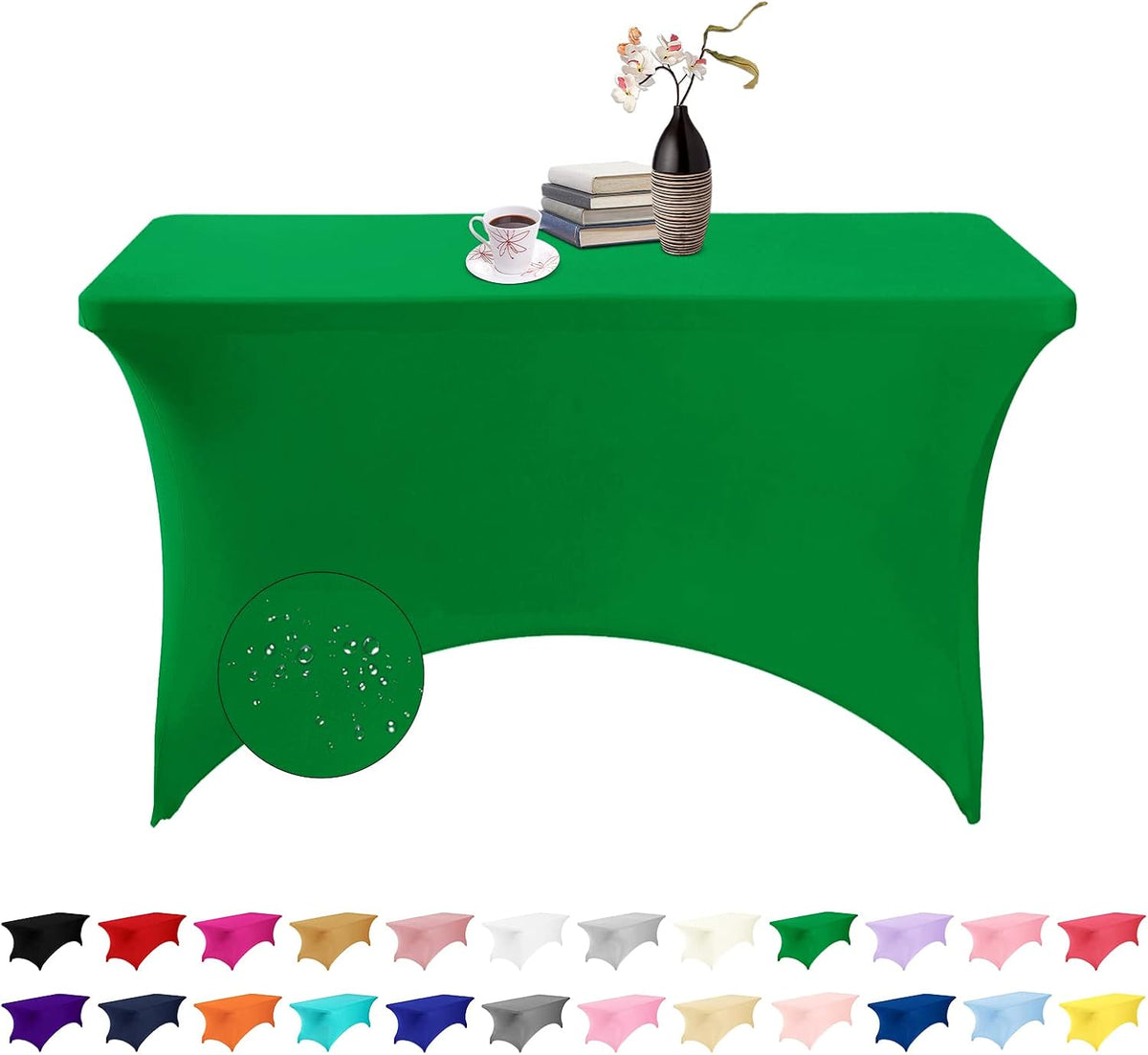 Spandex 4ft Waterproof Table Cover for Party,Wedding, Banquet, and Events(Emerald)