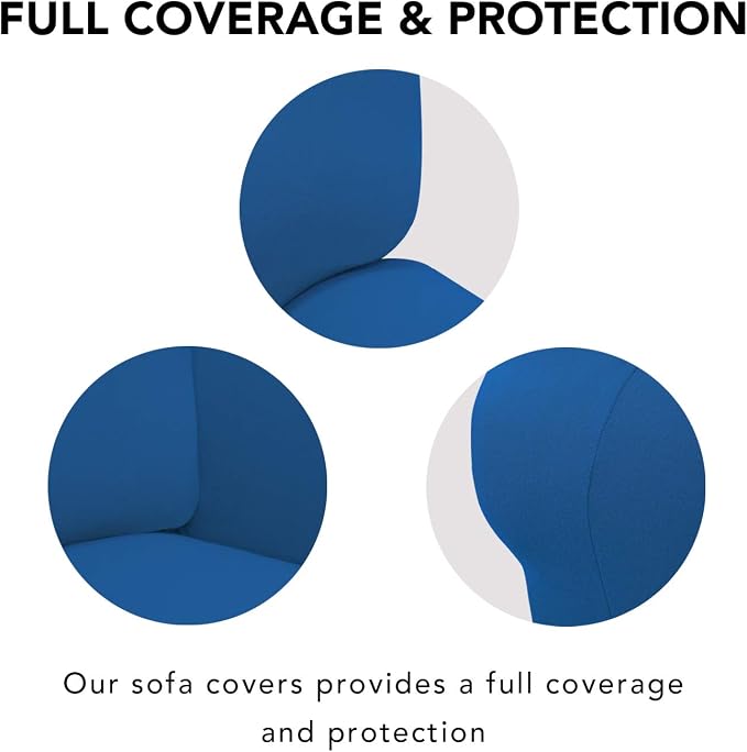 PureFit Stretch Couch Covers for Sofa Large Sofa Slipcovers Classic Blue | - Image 3