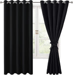Blackout Curtains for Bedroom, 60 x 63 Inches Length Black 2 Panels | Thermal by Hiasan