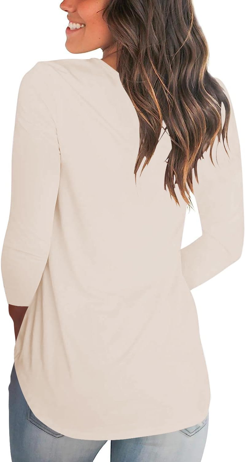 Tobrief Women's Long Sleeve V-Neck Shirts Fall Graphic Tees Loose Casual T-Shirt