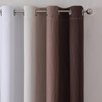 Brown and Greyish White Blackout Curtains 52Wx54L 2 Panels | Ombre Curtains - Image 4