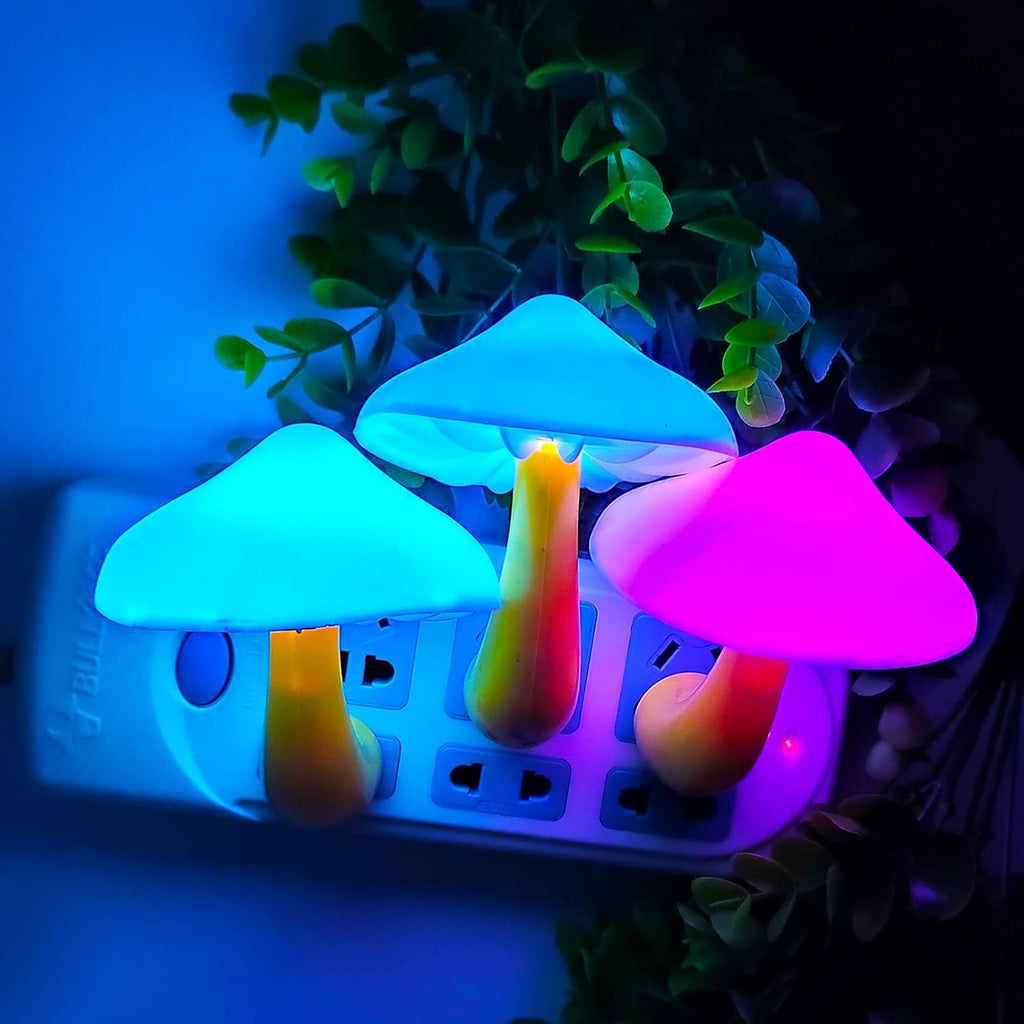 AUSAYE 5Pack Sensor LED Night Light Plug in Lamp 7 Color Changing Mushroom Light Cute Night Lights for Adults Kids NightLight Bedroom,Bathroom,Toilet,Hallway,Stairs,Kitchen,Basement