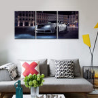 White Car Poster Pictures for Living Room Famous Sports Car Canvas Wall Art House Decor Super Car in the Square Modern Office Wall Decor Framed Large Wall Art for Home Men Boys Bedroom, 36" Wx16 H