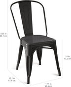 Amazon Basics Metal Dining Chairs, Matte Black, 1 Count (Pack of 4)