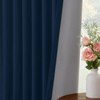 INOVADAY Linen Textured 100% Blackout Sliding Door Curtains 102x84 | Midnight - Image 6