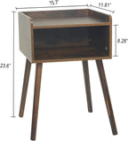 MaxSmeo Nightstand, Mid Century Modern Side Table Bedroom with Storage, Small End Bedside Table with Solid Wood Legs for Living Room, Office Small Spaces (Rustic Brown)