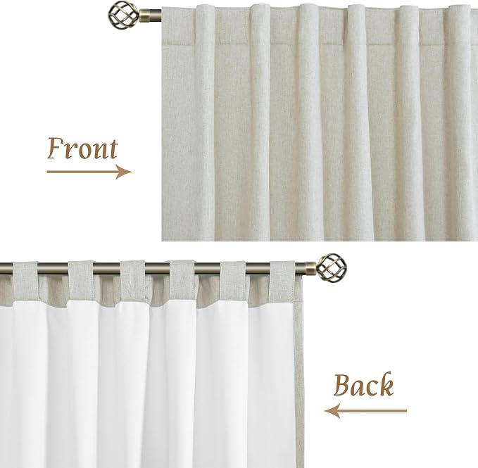 Natural 100% Blackout Linen Curtains 45 Inches - Image 8