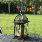 NEEDOMO 14.4" Outdoor Lantern, Large Vintage Lanters Decorative Indoor with Clear Glass, Metal Candle Lantern Decor for Home, Table, Patio, Front Porch, Rustic Farmhouse Wedding Shelf