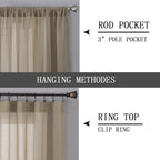 Tollpiz Sheer Tier Curtain Linen Textured Half Kitchen Curtains Sheer Light - Image 5