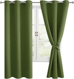 Room Darkening Curtains for Bedroom Olive Green 42x63 Inch 2 Panels | Thermal - Image 8