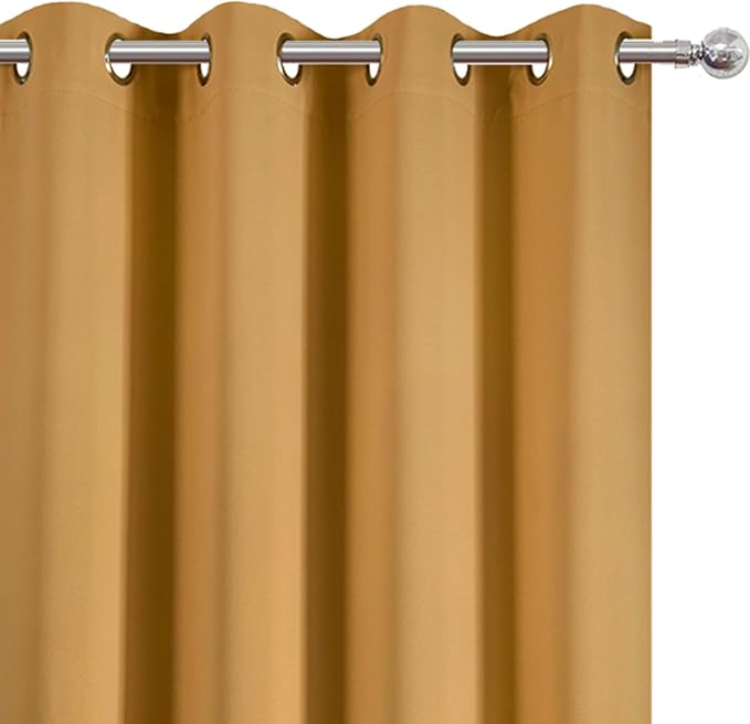 Blackout Curtains 52 x 108 inch/Mustard Yellow Curtains Set of 2 Panels/Thermal - Image 6