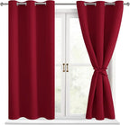 Short Blackout Curtains for Bedroom Christmas Red 38 x 45 Inch | Thermal by Hiasan