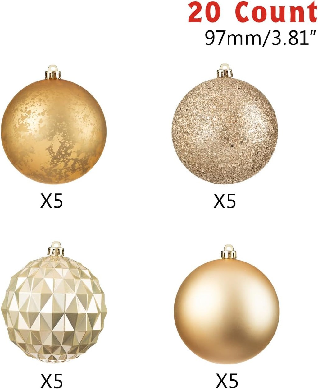 Every Day is Christmas 20ct Christmas Ornaments, Shatterproof Christmas Tree Ornaments Set, 92cm/3.6" Christmas Balls Decoration