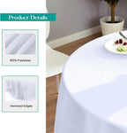 Surmente 132 inch Round tablecloths -10 Pack White Round Table Cloths, Polyester Fabric Table Covers for Weddings, Banquets, or Restaurants
