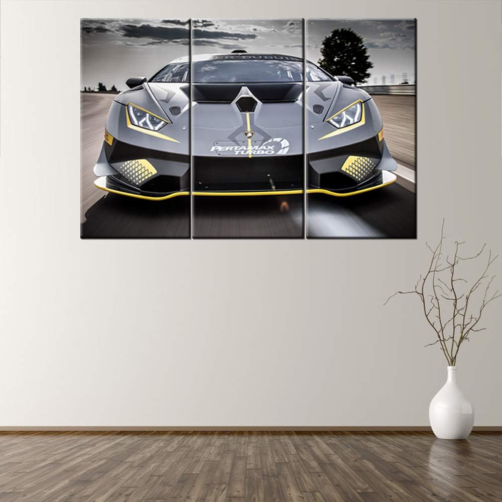 Bedroom Pictures Wall Decor Gloomy Landscape Painting Sports Car Artwork Giclee Multi Panel Print on Canvas Wall Art Modern House Decor Framed Gallery-Wrapped Ready to Hang - 12 x 24 inch x 3 Pieces