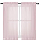 Sheer Curtains 54 Inch Length 2 Panels Set, Blush Sheer Curtain by OWENIE