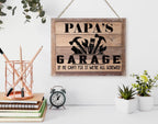 Rustic Sign, Father's Day Gift, Dad's Gift, Grandpa's Gift, Decor Hanging Wood Signs, Printed Wood Wall Art Sign, Papa's Garage, If He Can't Fix It We're All Screwed, Vintage Sign Gift for Grandpa