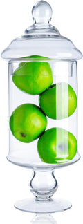Diamond Star Clear Glass Apothecary Jar Decorative Candy Buffet Jars Elegant Glass Storage Containers (Height: 15" Body: 6.5")
