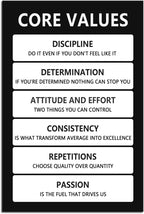 Core Values Motivational Wall Art Inspirational Poster Inspiring Canvas Prints Artwork for Office Living Room Modern Home Decor Painting Pictures Stretched and Framed Ready to Hang [12''Wx 18''H]