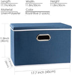 PRANDOM Large Collapsible Storage Bin with Lid [1-Pack] Fabric Foldable Storage Box Organizer Container Basket Cube with Cover for Home Bedroom Closet Office Nursery Royal Blue(17.7x11.8x11.8)