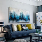 hyidecorart Large Wall Art For Living Room Framed Wall Decor For Office Bedroom Decoration Scenery Abstract Wall Painting Misty Forest Trees Pictures Artwork Canvas Prints Home Room Decor 48"X 24"