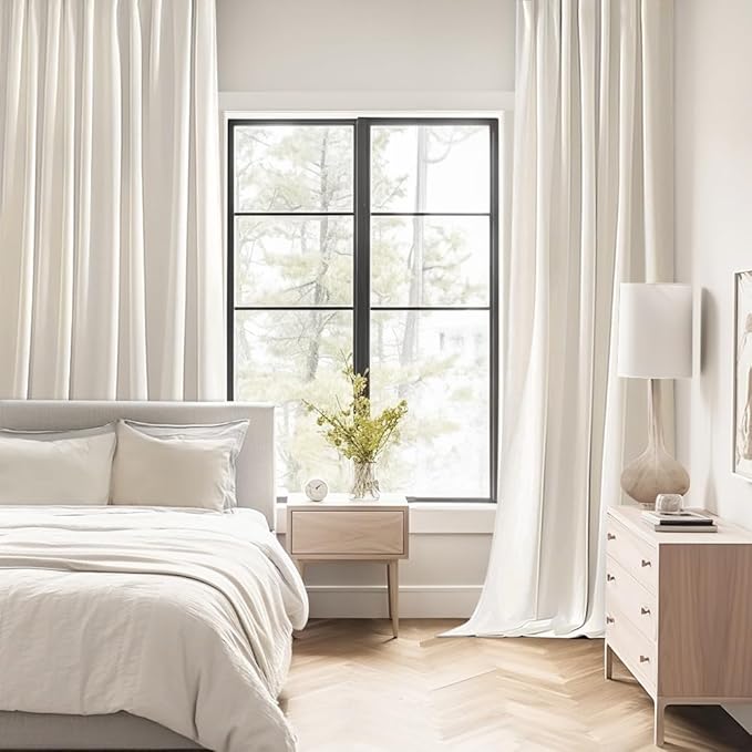 MIULEE Ivory Back Tab Blackout Curtains 52x63 Inches Long 2 Panels Set | Rod - Image 2