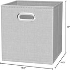 Amazon Basics Collapsible Cube Storage Organizer Bins, 6-Pack, 10.5 x 10.5 x 11 inches, Light Grey
