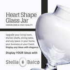 Stella Baic Small Heart-Shaped Glass Apothecary Jars with Lids, Clear, 28 Fl. Oz (9" H x 5" D), Perfect for Candy Buffet, Home Decor, Bathroom Storage, Wedding Party