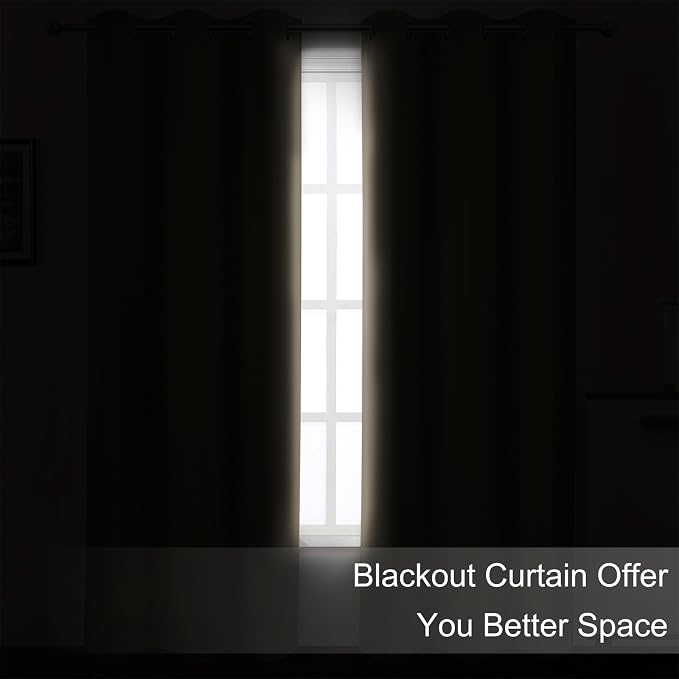 Blackout Curtains 52 x 108 inch/Khaki Curtains Set of 2 Panels/Thermal - Image 3