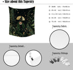 Moon Witch Tapestry Wall Hanging Mystical Botanical Green Print Dark Forest Witchy Decor Gothic Magical Black Cat and Moon Tapestries for Bedroom Living Room Dorm Decoration Aesthetic 40x60inch