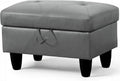 Ottoman Rectangular Storage Ottoman Bench, Faux Leather Footrest, Coffee Table, Stool Footstool with Hinged Lid for Living Room, Bedroom, Entryway, Gray, 28.5"x19"x17.5"