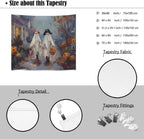 Funny Halloween Ghost Tapestry Wall Hanging Cute Kids Nursery Room Decor Trick or Treat Art Print Goth Fall Pumpkin Ghost Tapestries for Living Room Bedroom wall Decor 40x60inch