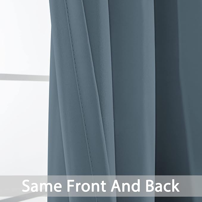 Yakamok Room Darkening Curtains 62x72 inch Length Stone Blue-Living Room | 2 - Image 6