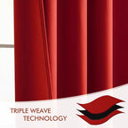 MIULEE Christmas Red Back Tab Blackout Curtains 52x90 Inch Long 2 Panels | Rod - Image 7