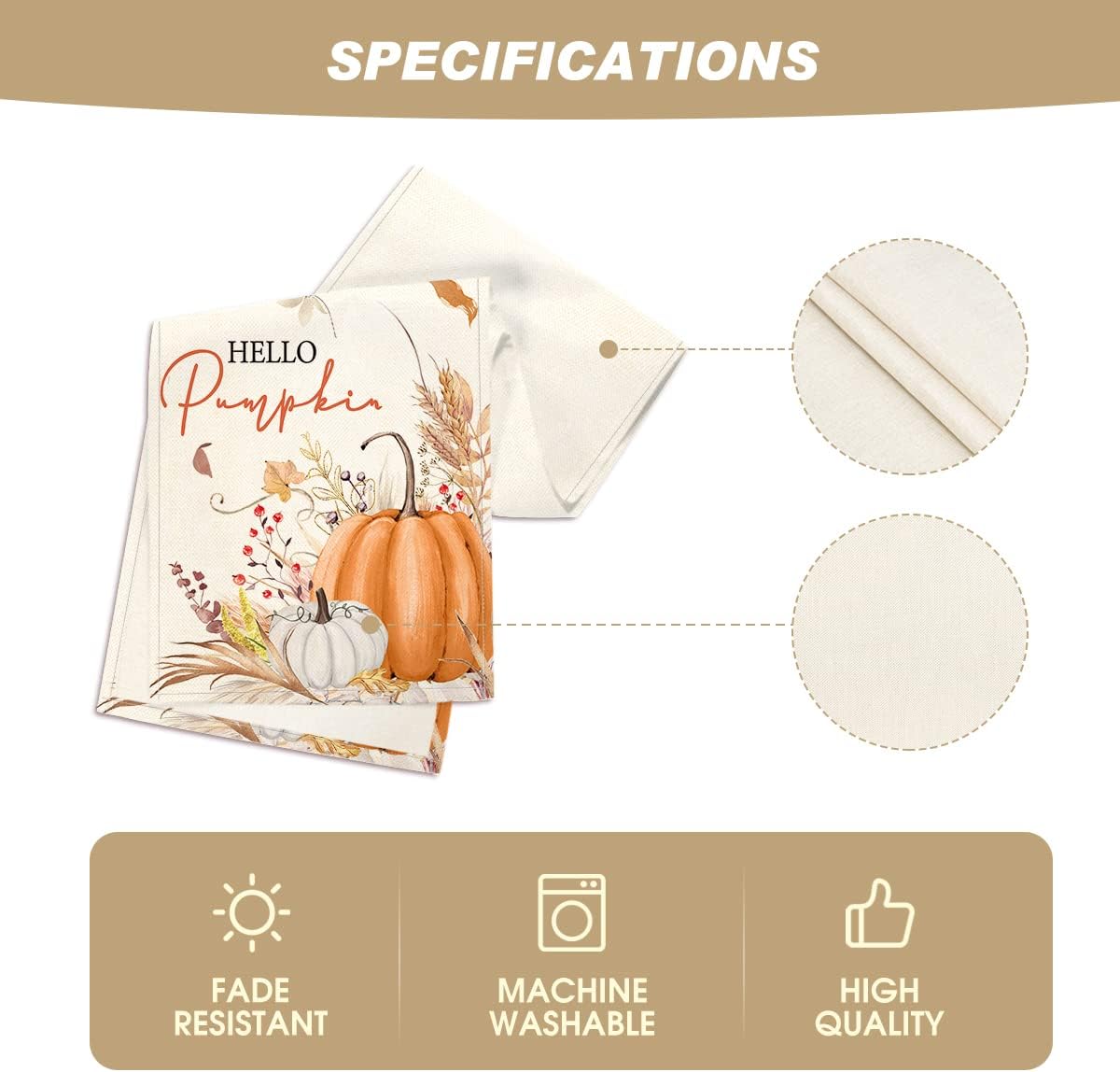 Artoid Mode Hello Pumpkin Flowers Leaves Thanksgiving Table Runner, Seasonal Fall Harvest Vintage Kitchen Dining Table Decoration for Indoor Outdoor Home Party Decor 13 x 90 Inch